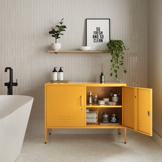 The Oxford - Side Table/TV Stand Storage Locker In Mustard