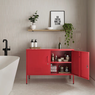 The Oxford - Side Table/TV Stand Storage Locker In Red