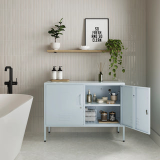 The Oxford - Side Table/TV Stand Storage Locker In Sky Blue