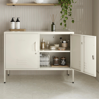 The Oxford - Side Table/TV Stand Storage Locker In Vanilla - Urban Lockers