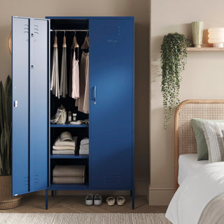 The Chelsea - Tall Double Door Storage Locker In Navy Blue
