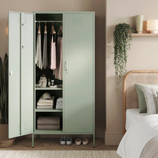 The Chelsea - Tall Double Door Storage Locker In Sage