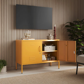 The Oxford - Side Table/TV Stand Storage Locker In Mustard