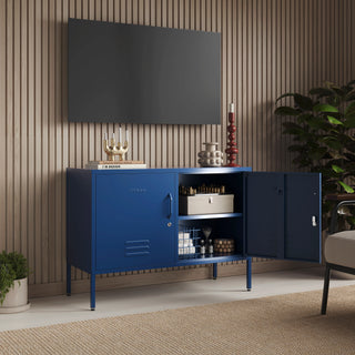 The Oxford - Side Table/TV Stand Storage Locker In Navy Blue