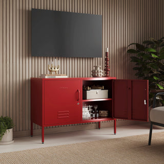 The Oxford - Side Table/TV Stand Storage Locker In Red