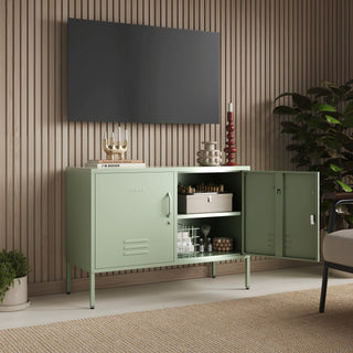 The Oxford - Side Table/TV Stand Storage Locker In Sage