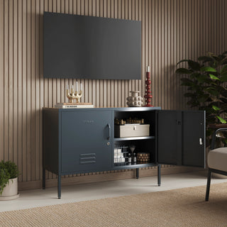The Oxford - Side Table/TV Stand Storage Locker In Slate Grey