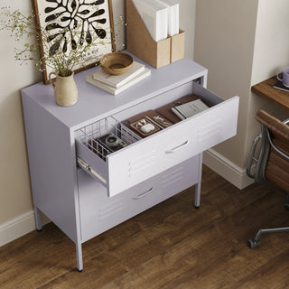 The Lambeth - Industrial Style Metal Drawers In Lilac - Urban Lockers