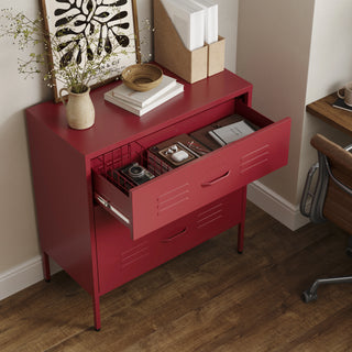 The Lambeth - Industrial Style Metal Drawers In Red - Urban Lockers