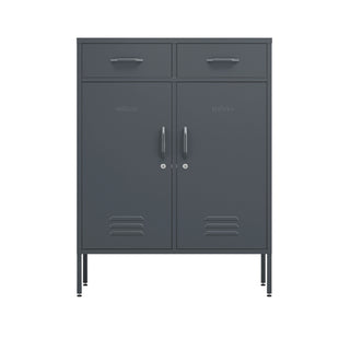 2 door, 2 drawer metal storage locker in slate grey
