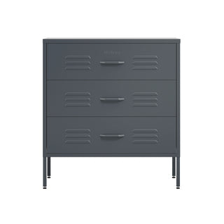 the lambeth three drawer metal storage locker in slate grey