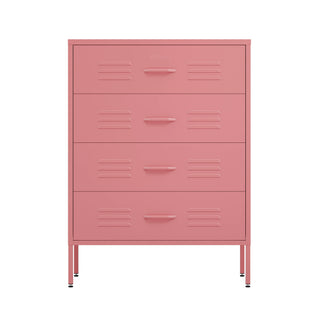 The Harrow four drawer metal storage locker in flamingo pink