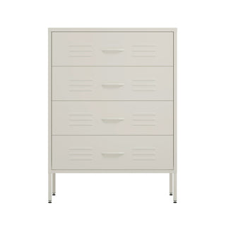 The Harrow four drawer metal storage locker in vanilla white