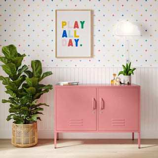 The Oxford TV stand locker in Flamingo Pink