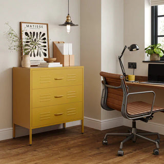 The Lambeth Metal Drawer Locker in Mustard Yellow