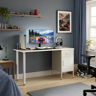 The Bromley Children/Teenage Desk with Vanilla Locker - Oak Desktop - Urban Lockers
