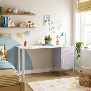 The Bromley Children/Teenage Desk with Lilac Locker - White Desktop - Urban Lockers