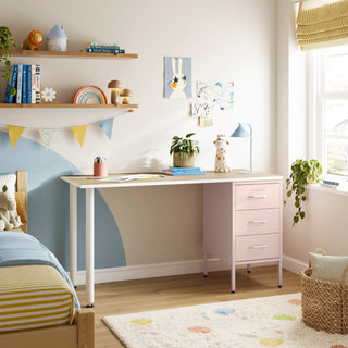 The Richmond Children/Teenage Desk with Light Pink Drawers - Oak Desktop - Urban Lockers