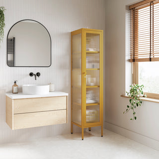 The Wimbledon - Fluted Glass Single Door Locker In Mustard - Urban Lockers