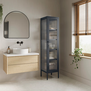 The Wimbledon - Fluted Glass Single Door Locker In Slate Grey - Urban Lockers