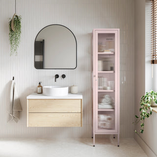 The Wimbledon - Fluted Glass Single Door Locker In Light Pink - Urban Lockers