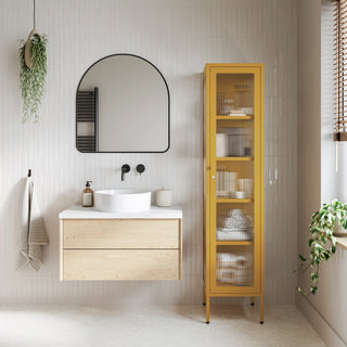 The Wimbledon - Fluted Glass Single Door Locker In Mustard - Urban Lockers