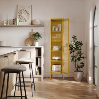 The Wimbledon - Fluted Glass Single Door Locker In Mustard - Urban Lockers