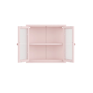 The Chester - Fluted Glass Wall Cabinet In Light Pink - Urban Lockers