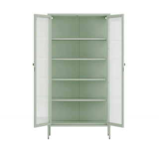 The Regent  - Fluted Glass Double Door Locker In Sage - Urban Lockers