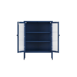 The Soho - Fluted Glass Double Door Locker In Navy Blue - Urban Lockers