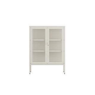 The Soho - Fluted Glass Double Door Locker In Vanilla - Urban Lockers