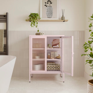 The Soho - Fluted Glass Double Door Locker In Light Pink - Urban Lockers