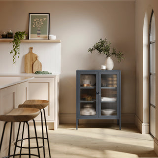 The Soho - Fluted Glass Double Door Locker In Slate Grey - Urban Lockers