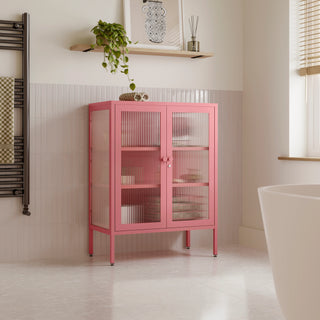 The Soho - Fluted Glass Double Door Locker In Flamingo - Urban Lockers