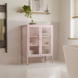 The Soho - Fluted Glass Double Door Locker In Light Pink - Urban Lockers