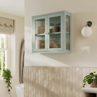 The Chester - Fluted Glass Wall Cabinet In Sage - Urban Lockers