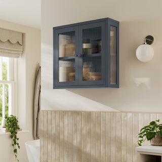 The Chester - Fluted Glass Wall Cabinet In Slate Grey - Urban Lockers