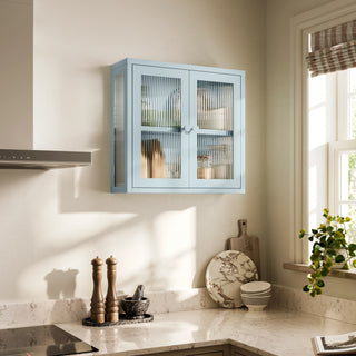 The Chester - Fluted Glass Wall Cabinet In Sky Blue - Urban Lockers