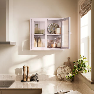 The Chester - Fluted Glass Wall Cabinet In Light Pink - Urban Lockers
