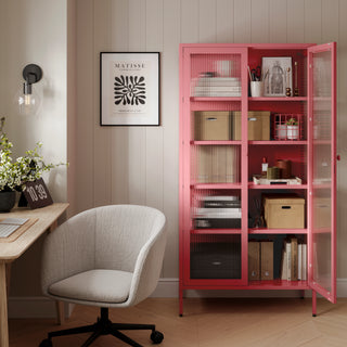 The Regent  - Fluted Glass Double Door Locker In Flamingo - Urban Lockers