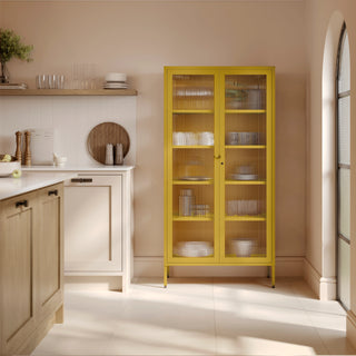 The Regent  - Fluted Glass Double Door Locker In Mustard - Urban Lockers