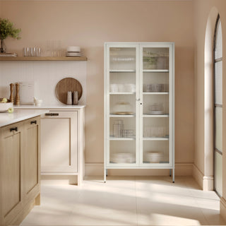 The Regent - Fluted Glass Double Door Locker In Vanilla - Urban Lockers