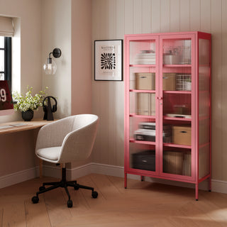 The Regent  - Fluted Glass Double Door Locker In Flamingo - Urban Lockers