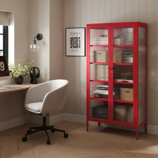 The Regent - Fluted Glass Double Door Locker In Red - Urban Lockers