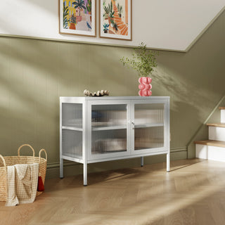 The Cambridge - Fluted Glass Sideboard Locker In Vanilla - Urban Lockers