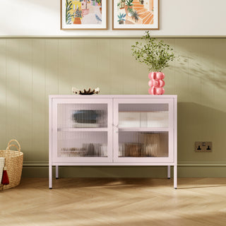 The Cambridge - Fluted Glass Sideboard Locker In Light Pink - Urban Lockers