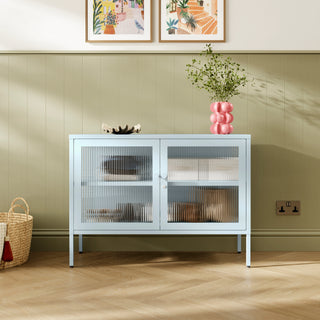 The Cambridge - Fluted Glass Sideboard Locker In Sky Blue - Urban Lockers