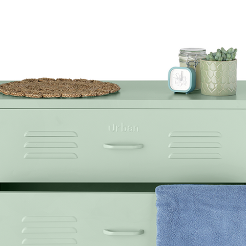 The Lambeth - Industrial Style Metal Drawers In Sage - Urban Lockers