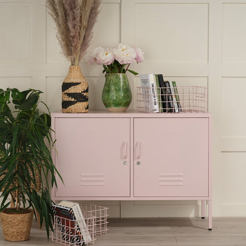 The Oxford  - Side Table/TV Stand Storage Locker In Light Pink