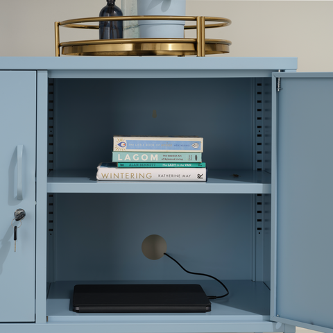 The Oxford  - Side Table/TV Stand Storage Locker In Sky Blue